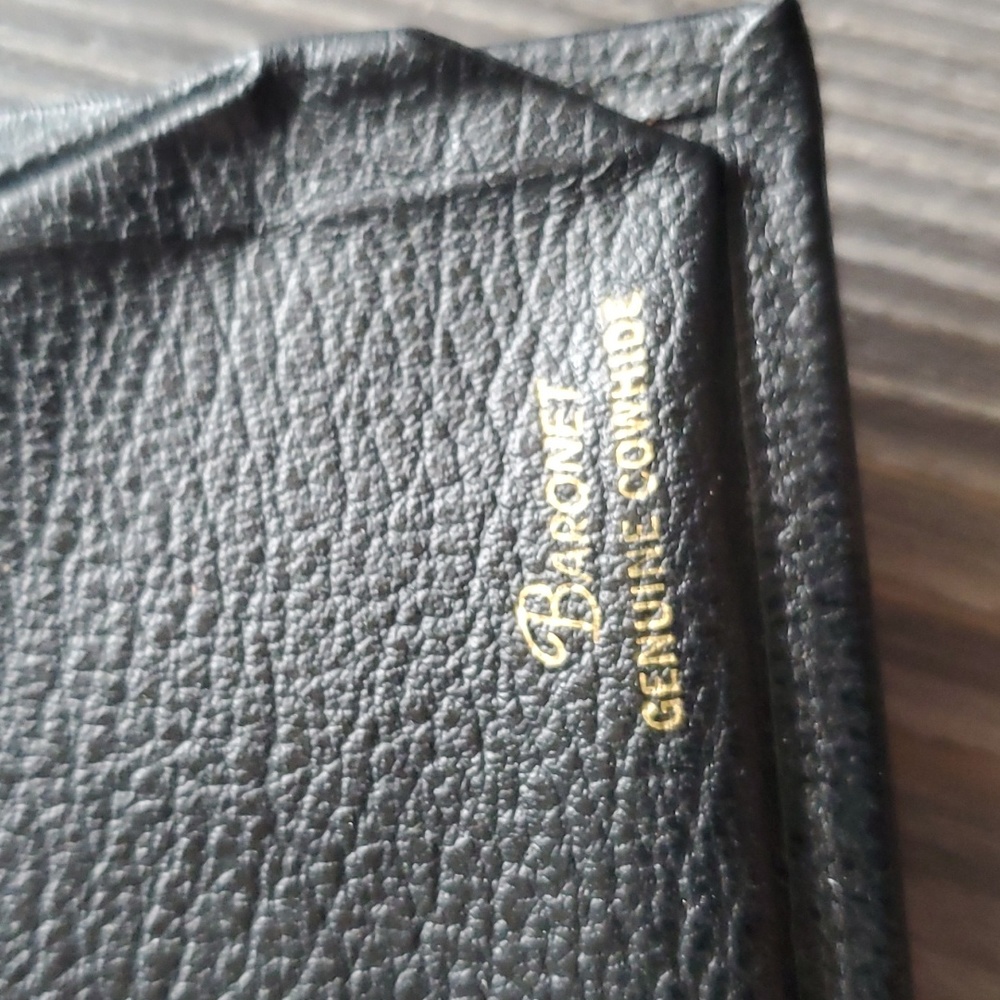 Vintage Black Clutch Wallet Baronet genuine cowhide leather - Picture 4 of 5